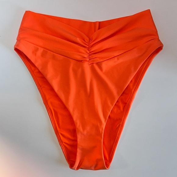 NEW Aerie “Real Good” High Cut Cheeky Bikini Bottom – Orange (Size L) - Picture 1 of 6
